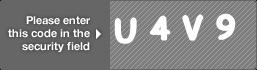 captcha code for visual authentication  letter U number 4 letter V number 9