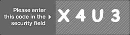 captcha code for visual authentication  letter X number 4 letter U number 3