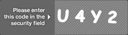 captcha code for visual authentication  letter U number 4 letter Y number 2